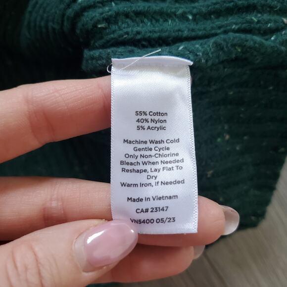 Talbots Sweater Womens XL Green Button Front Puff Sleeve Cardigan Knit Pullover - Picture 6 of 7